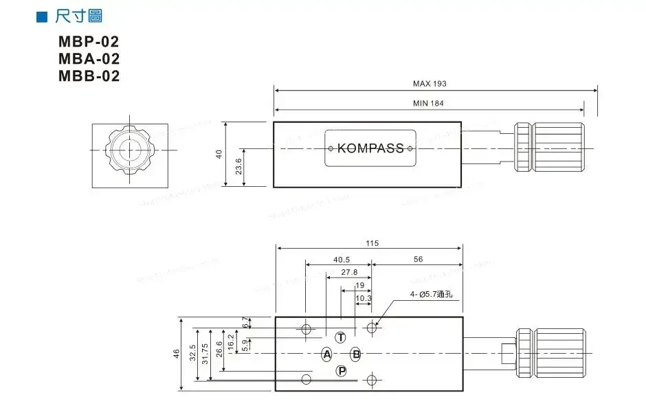 MBP-02B صمام الفائض الهيدروليكي المكدس لسلسلة MBA/MBB/03 B/C/H، كتلة صمام التحكم في النظام الهيدروليكي