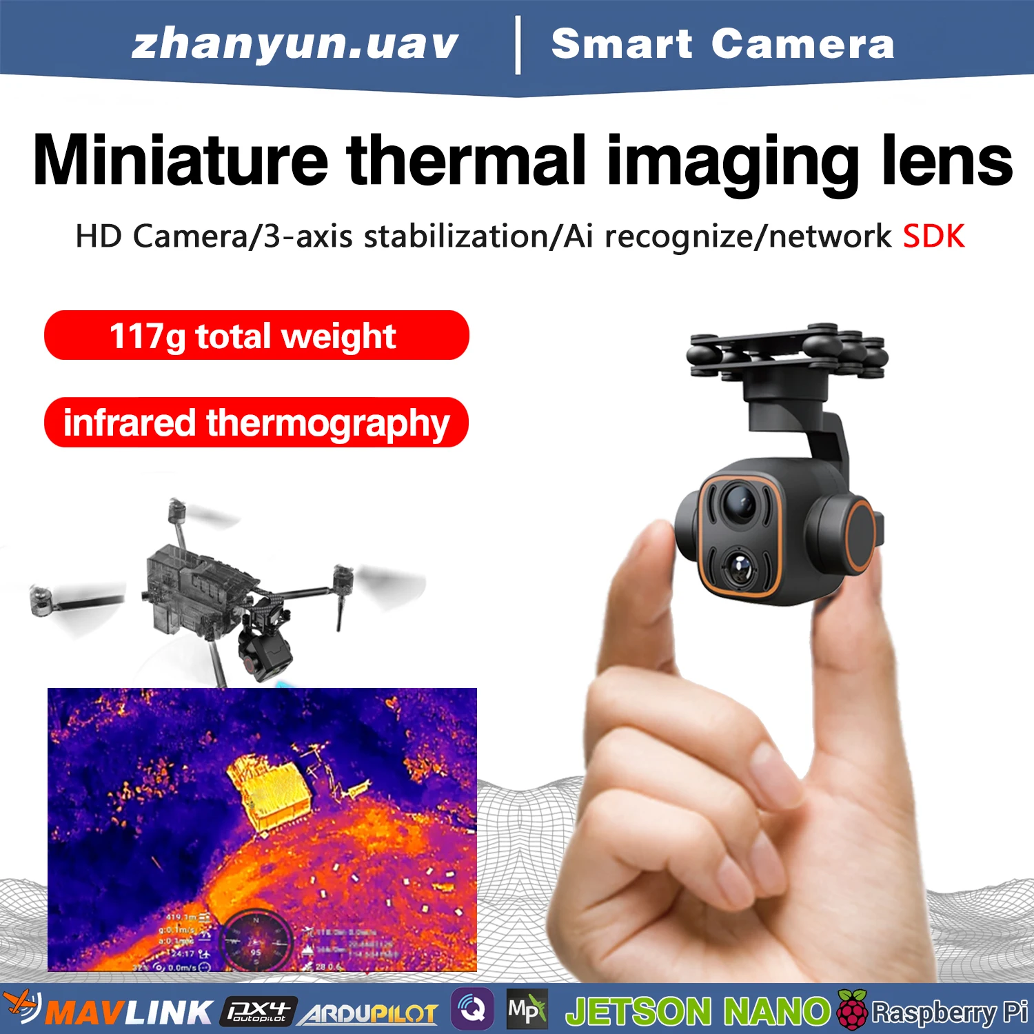 

Uav PTZ camera visible light three-axis drone 2K professional infrared thermal imaging high-definition FPV quadcopter
