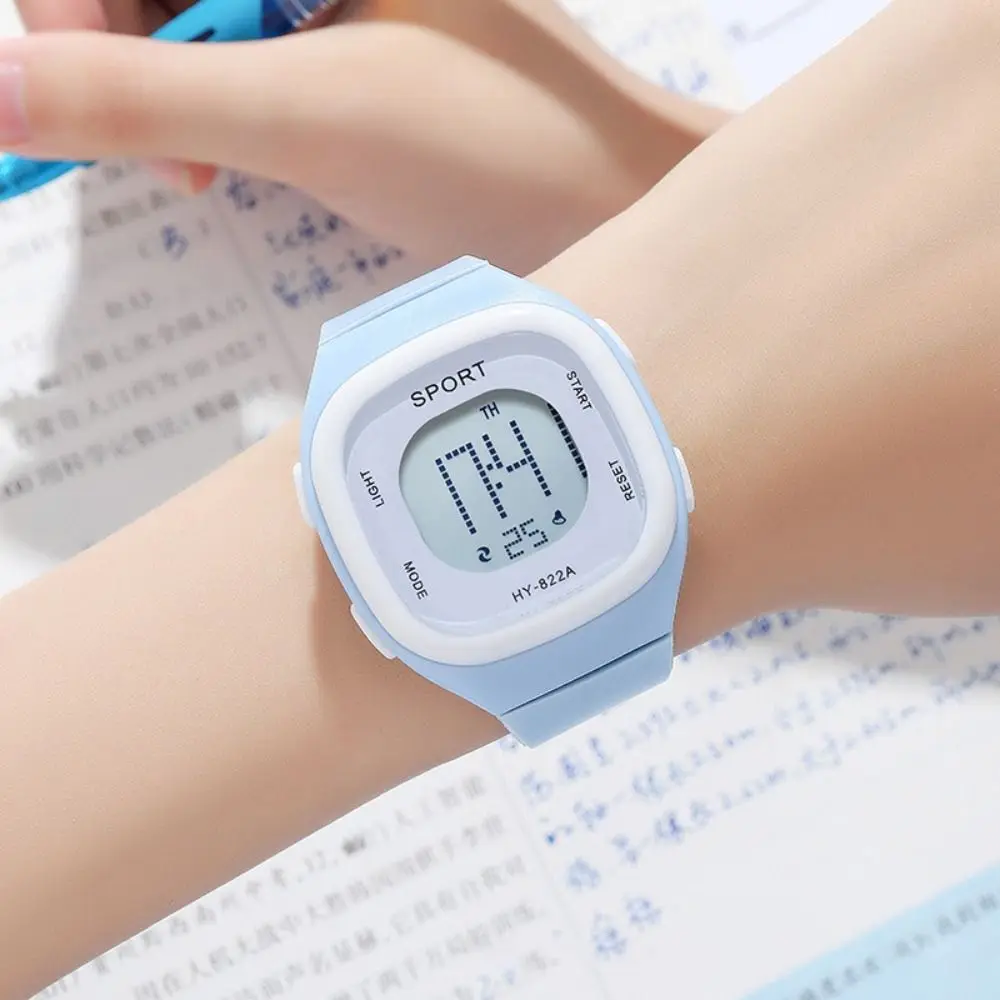 Trendy Timing Digital Watch Easy to Operate Soft Children's Watch Candy Color Lightweight Wrist Watch Students