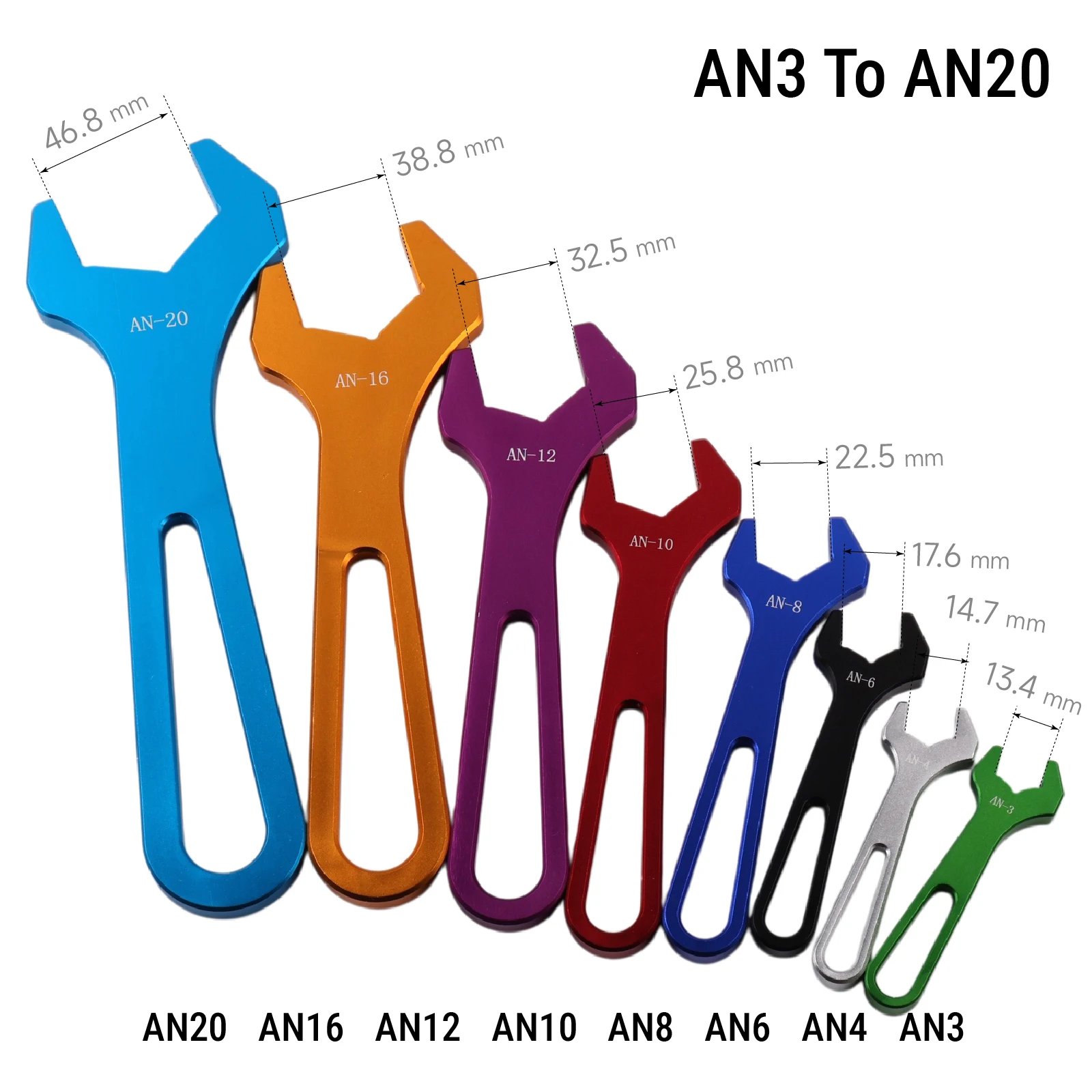 

Universal Aluminum AN Hose Fitting Tool Set Lightweight Durable Wrench Kit 5pcs or 8pcs for Automotive AN3 to AN20 Fittings