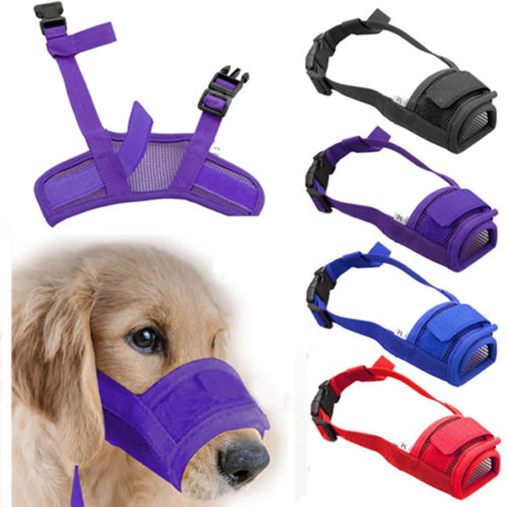 1X Dog Adjustable Mask Bark Bite Mesh Mouth Muzzle Grooming Stop Chewing For Dog