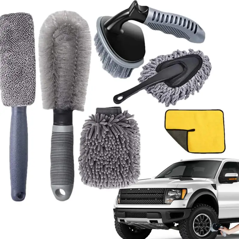 

Car Detailing Kit 6PCS Auto Detail Supplies Tools Auto Detailing Kit Car Accessories For Interior Exterior Wheels Car Care Kit
