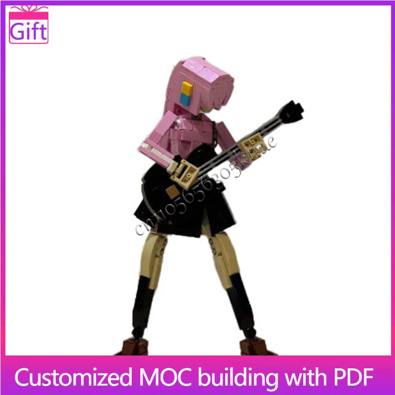 

608 PCS Hot Selling Musician Girl With Guitar Model Modular Building Blocks Kids Assembly Display Toys Festival Surprise Gifts
