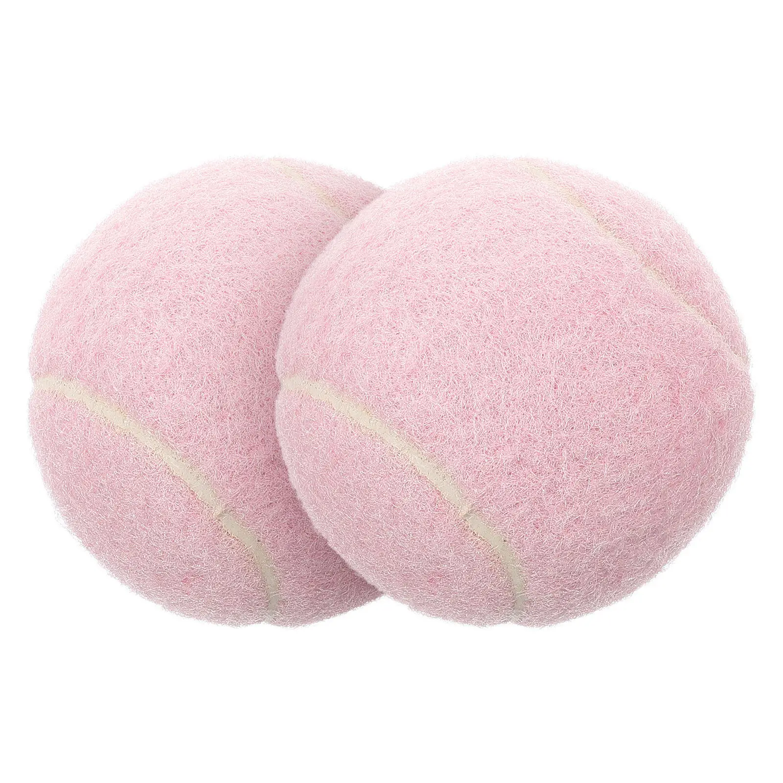 

2Pcs Pink Tennis Balls Rubber Training Beginner Playground Practice Ball Set Player Reaction Improvement Tennis Balls