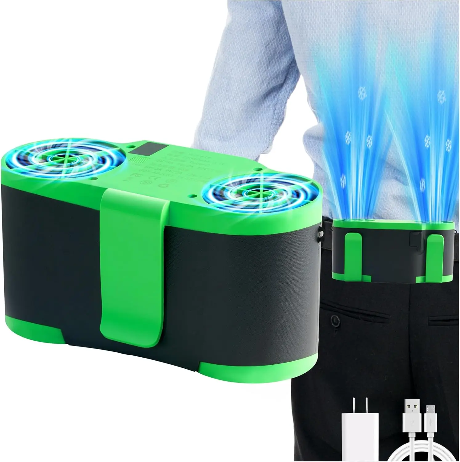 

20000mAh Waist Fan - Belt & Portable Waist Clip Fan, 6 Speeds With Lanyard, for Outdoor Works, Farm, Hiking, Camping, Travel