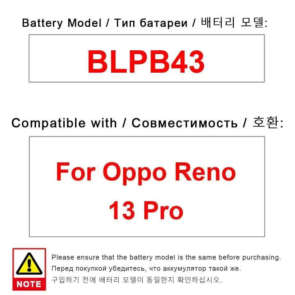 

5800Mah BLPB43 Good Low-Temperature Performance Mobile Phone Battery For Oppo Reno 13 Pro