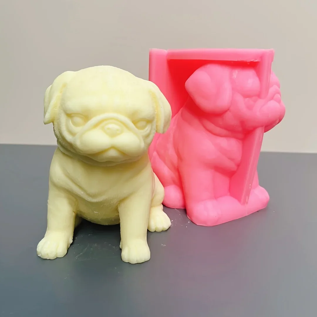 3D Large Teddy Dog Candle Silicone Mold Bulldog Concrete Molds Sand Dog Resin Gypsum Mold Home Decoration Cute dog mould