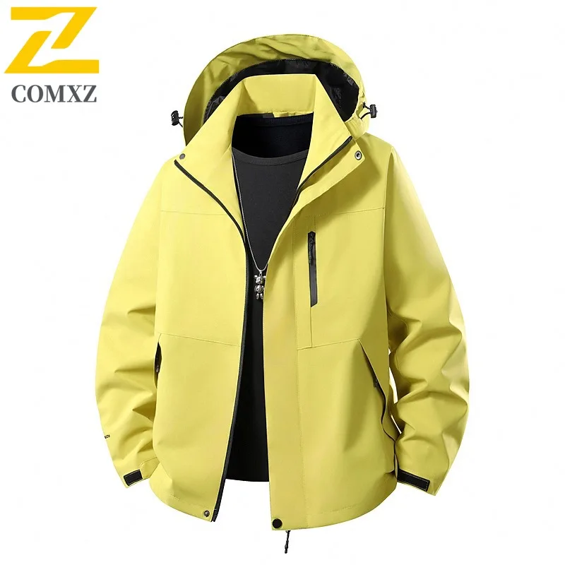 

COMXZ Men Coat Wear Resistant Windproof Solid Color Adventure Hiking Motocross Jackets Big Size Fishing Waterproof Trench Coat