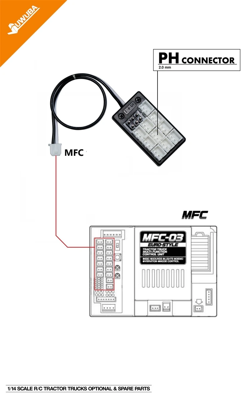 4-in-1-Lichtset-Erweiterungsplatine PH2.0 KZB-MFC für Tamiya 1/14 Erweiterungsmodul RC-Modell, geeignet für spezifische Gruppen DIY – Detail 1