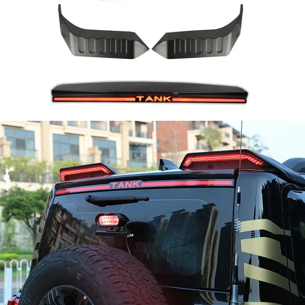 

ABS Matte Black Front Spoiler +Carbon Fiber Color Through Lamp With Turn Signal For Tank 300 2021-2024 4x4 Exterior Accessories