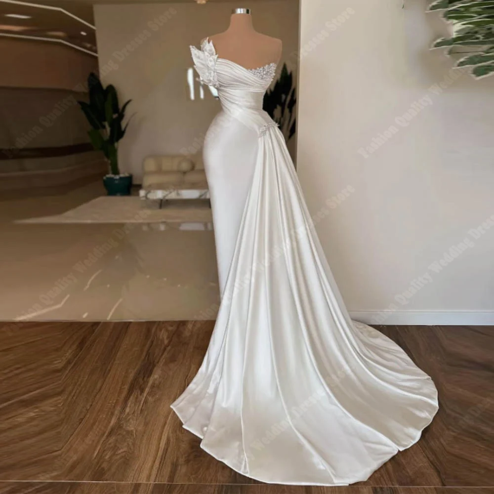 Lieverd Kraag Mouwloze Vrouwen Trouwjurken Sexy Zeemeermin Bruidsjurken Dweilen Lengte Celebrity Banket Vestido De Novias