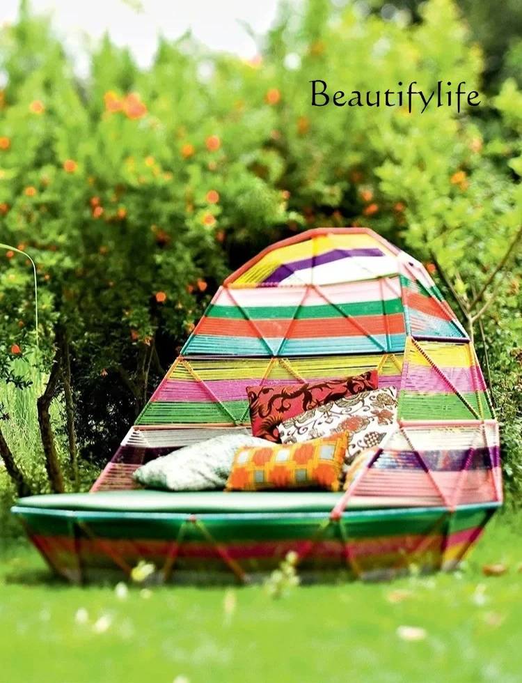 A Outdoor bed courtyard seaside swimming pool rattan lazy sofa bed balcony sunbathing leisure beach chair rattan chair