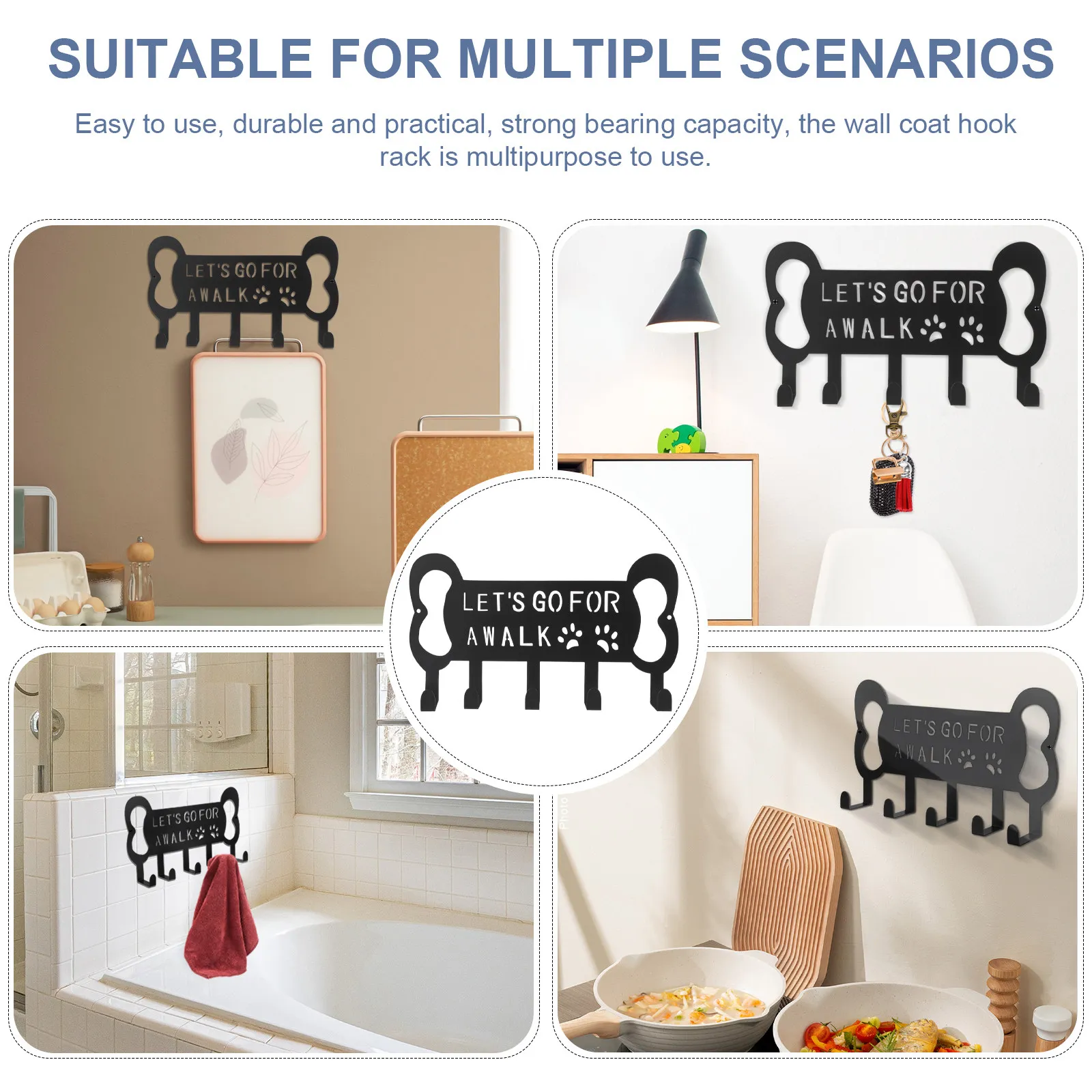 Creative Metal Coat Rack 5-Hooks Wall Mounted Heavy Duty Coat Hanger for Clothes Hat Jacket Key Holder Home Organization