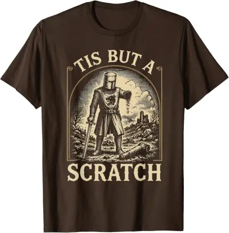Das ist nur ein Kratzer Lustiges Mittelalterliches Ritter-Grafik-T-Shirt Retro-Krieger Mittelalterliche Rüstung Grafik-Bekleidung Herrenmode Halloween-Geschenk – Detail 6