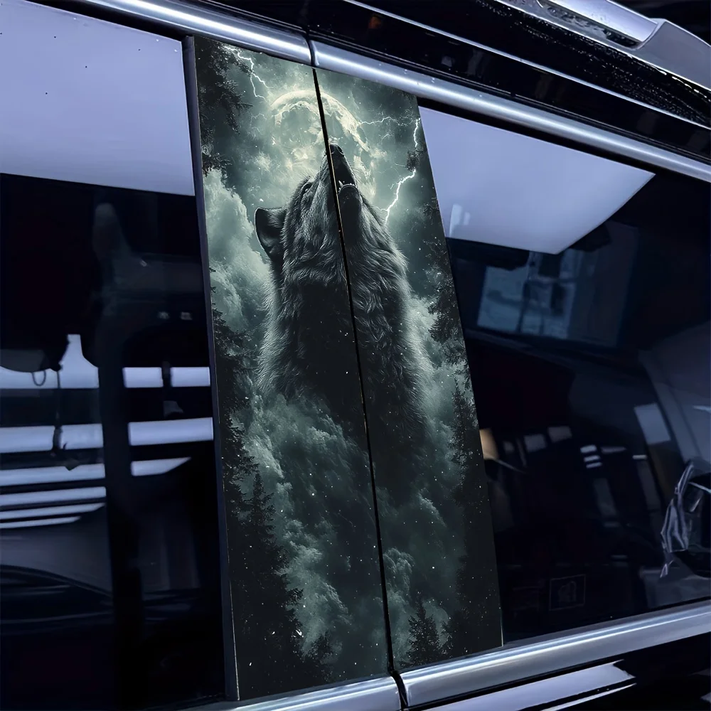 

2Piece Wolf Pattern Car Sticker Waterproof, Scratch-resistant, Suitable for Laptops, Cars Waterproof Sticker Halloween Gifts