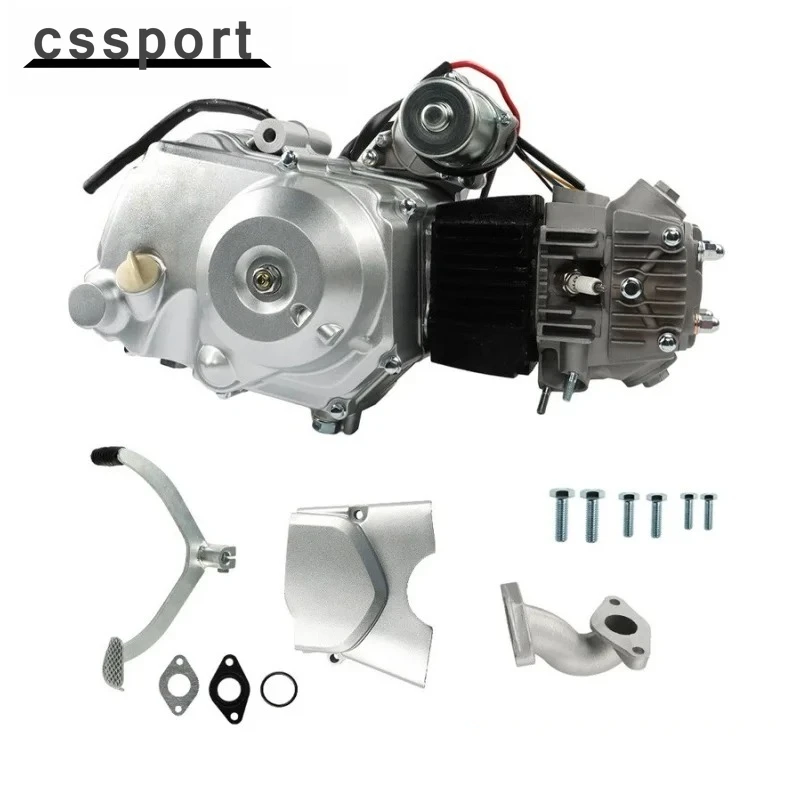 

125cc 4-тактный двигатель для квадроцикла, полуавтоматический реверсивный 3-скоростной двигатель для грязевого велосипеда, квадроцикла, багги, серебристый