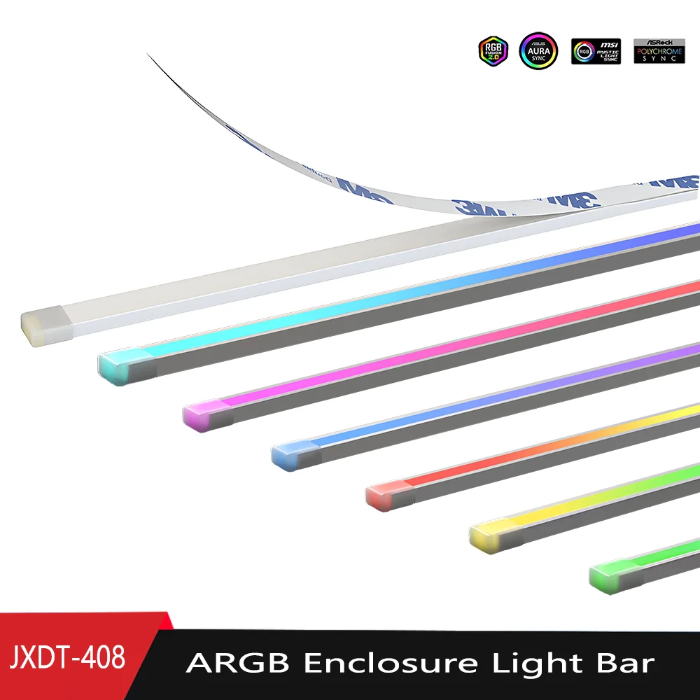 ARGB Computer Chassis LED Light With 5V 3Pin/small 4Pin Square Tube Silicone Colorful Atmosphere DIY Light Strip Computer Lamp