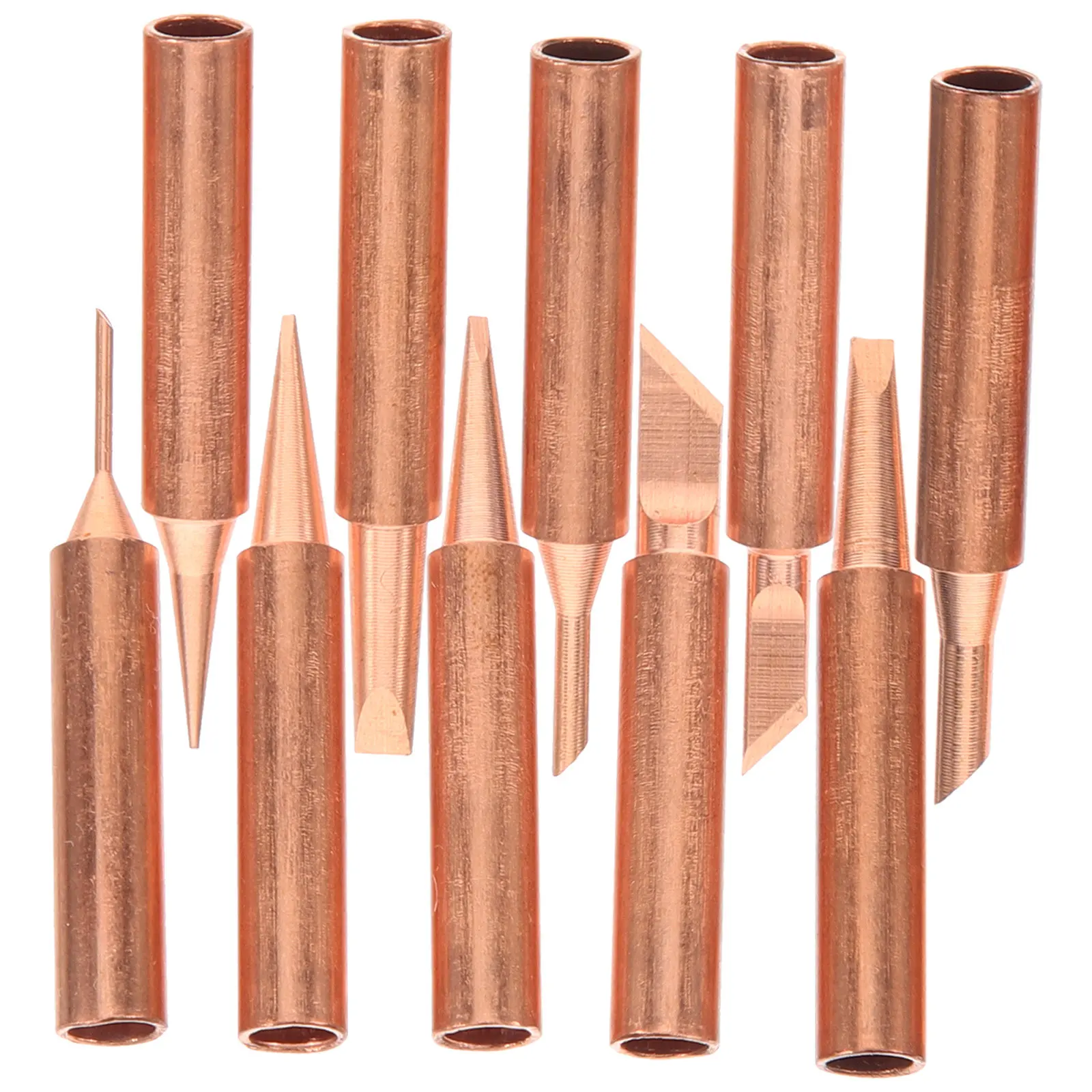10Pcs Soldering Iron Tips Copper Replacement Welding Tips Assorted Stable Heat Conduction Welding Accessories for Soldering