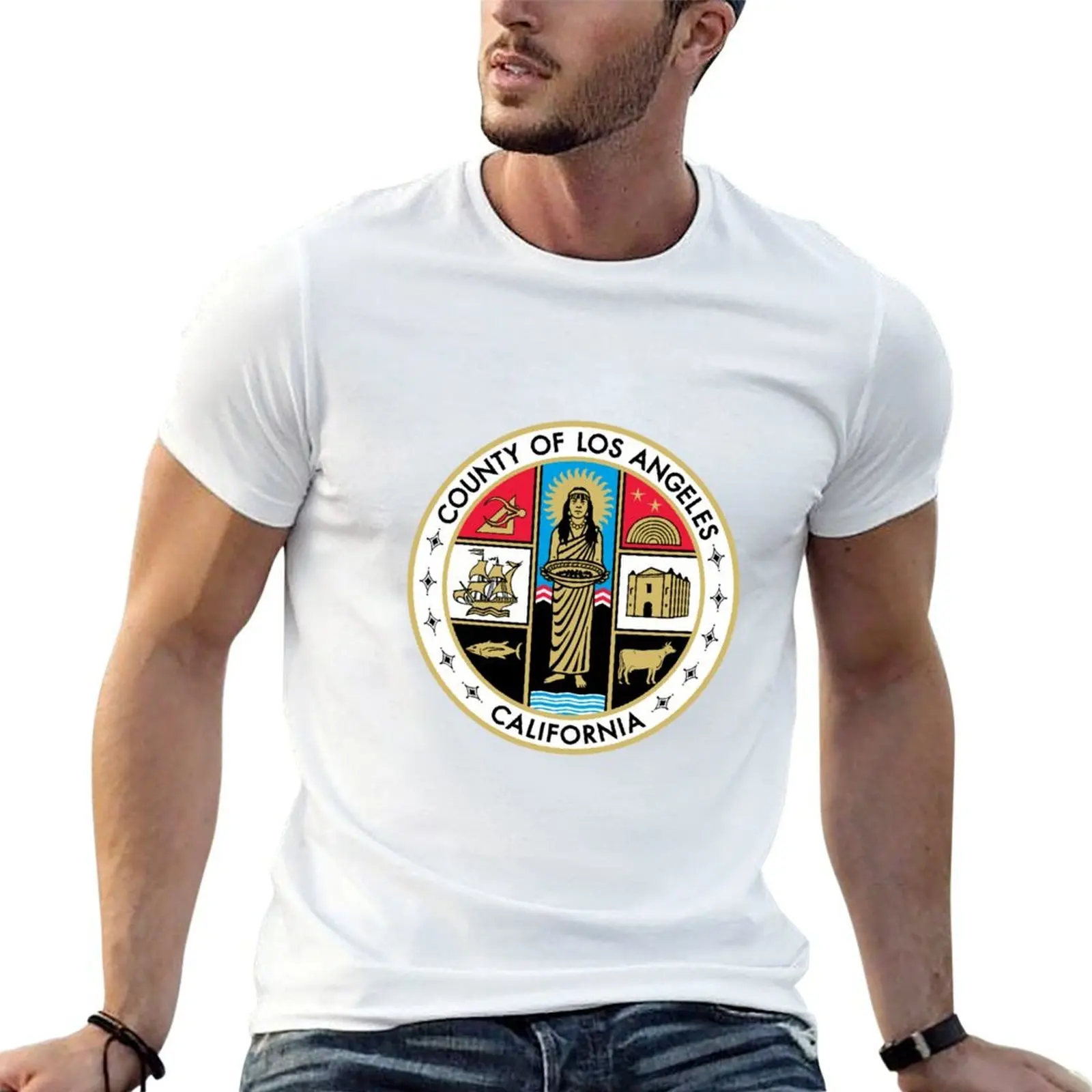 

man t white for pack seal Angeles shirts t shirt man county luxury T-Shirt Los t man shirt cotton