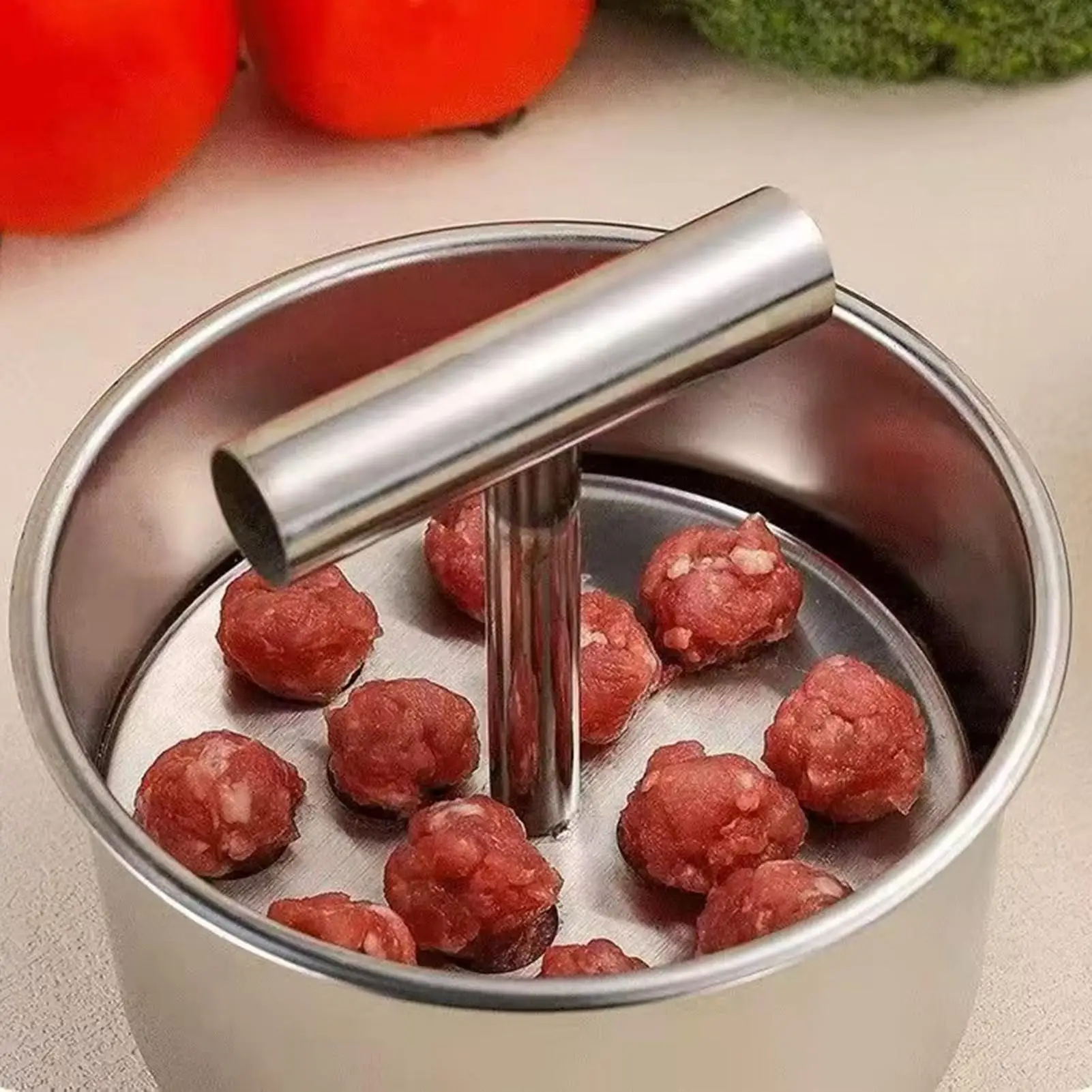 12 holes Press Meatball Maker Stainless Steel Meatball Maker Meat Balls Manual Multi-functional Maker Tool   Kitchen Manual Mold