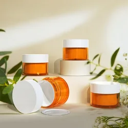 30g Amber Brown Glass Cosmetic Jar Face Cream Bottles Portable Travel Face Cream Cosmetic Container Accessories