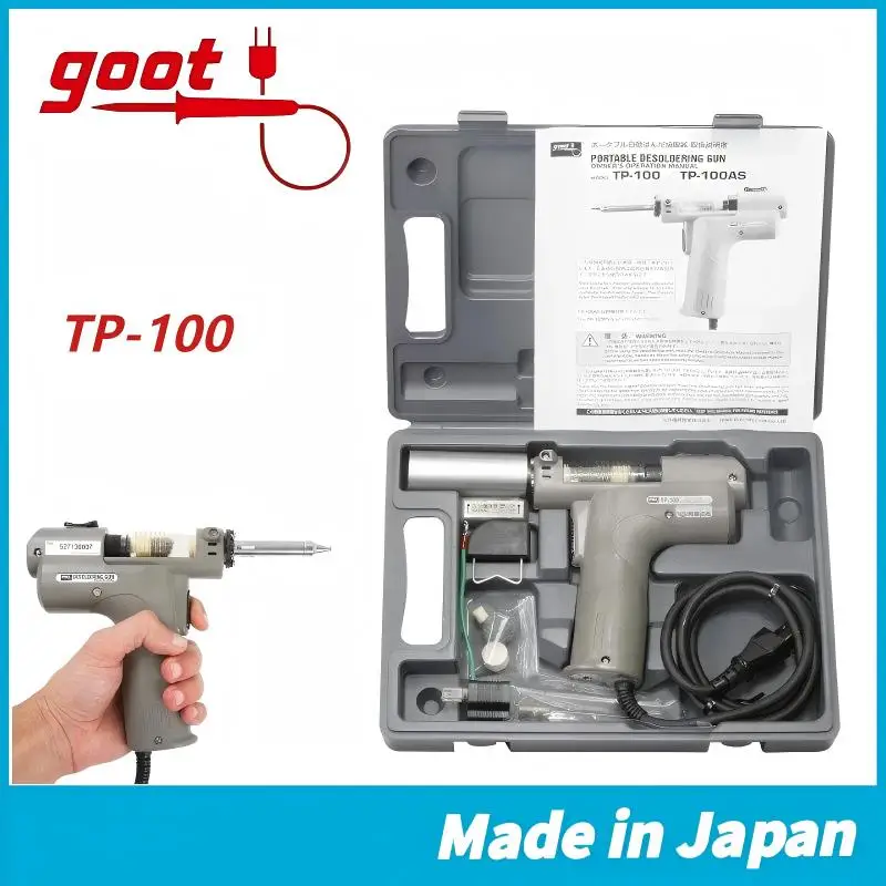 GOOT TP-100 Electric Tin Sucker - 250-450˚C Heated Vacuum Gun, Portable for Circuit Board Assembly & Electronics Repair