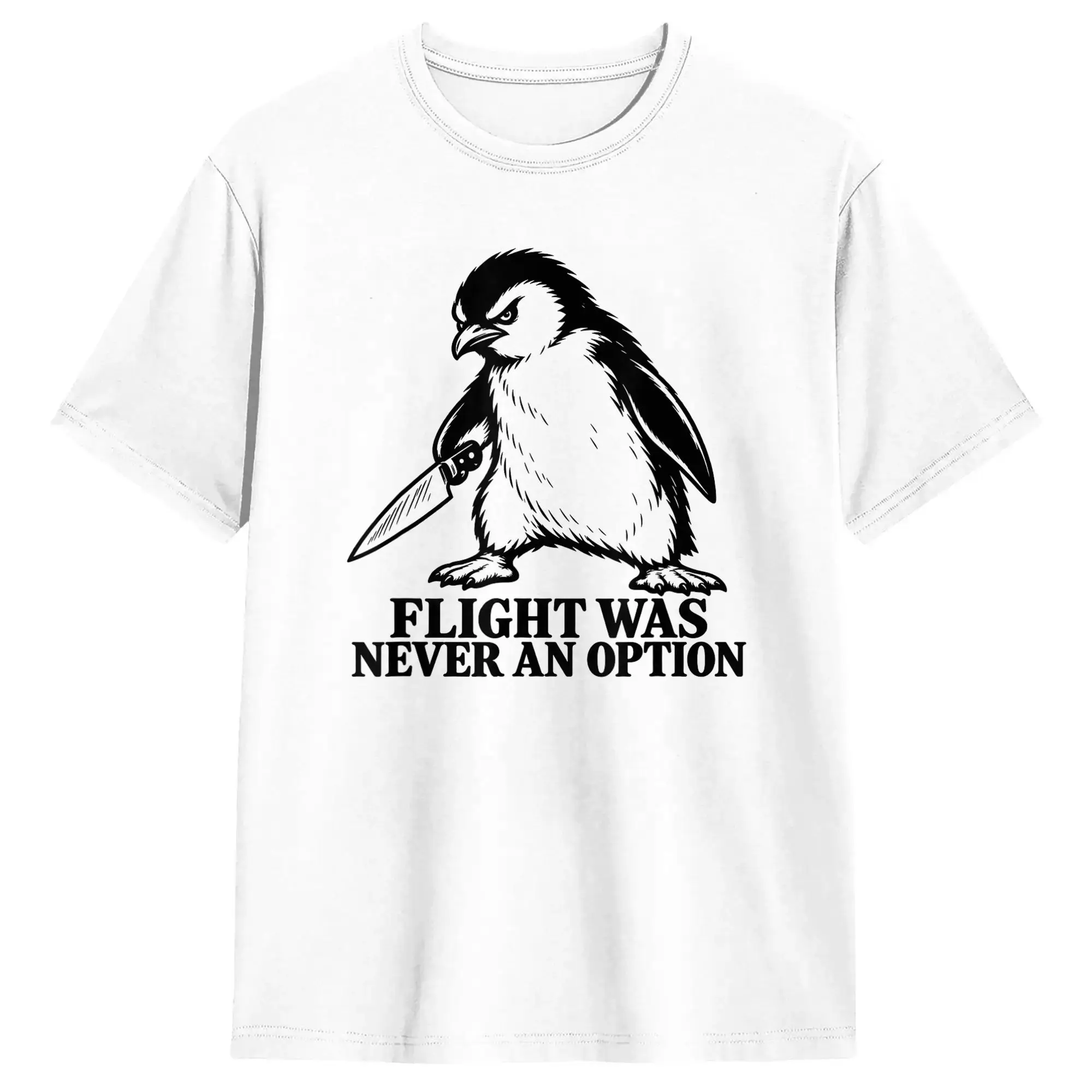 Flight was Never an Option Penguin T-Shirt Beach  Y2K Retro T-Shirts Cotton Hippie Tee Shirt For Men Custom DIY Top Tees