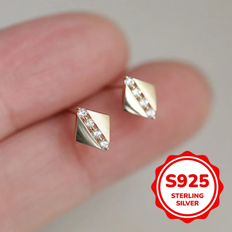 

S925 sterling silver diamond earrings for women simple classic fashion elegant light luxury retro daily life leisure