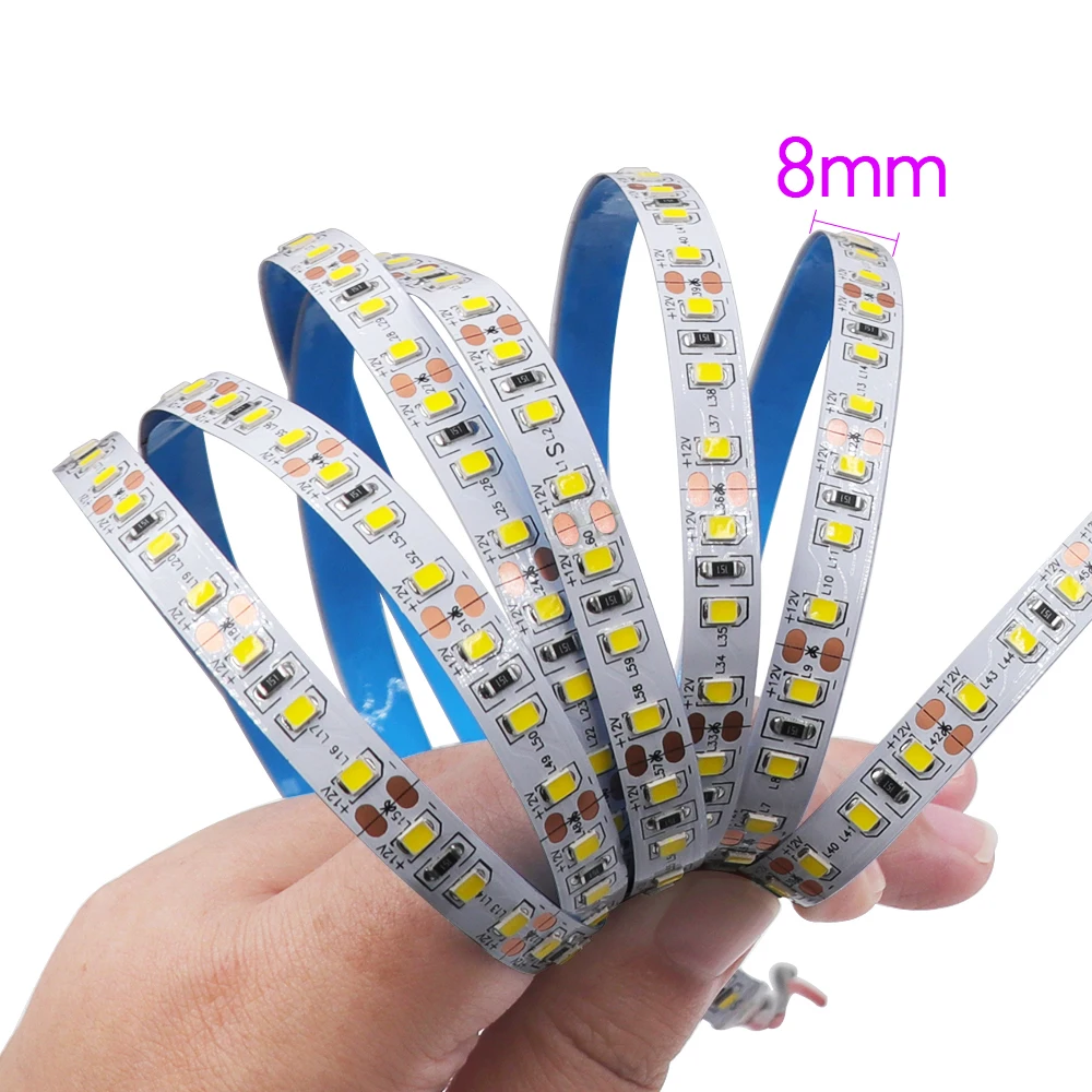 12V 24V 5m 10m 20m 50m 100m LED Strip Light 2835 120 LEDs Flexible Tape Bright 8mm PCB 13 Colors Home Decoration Not Waterproof