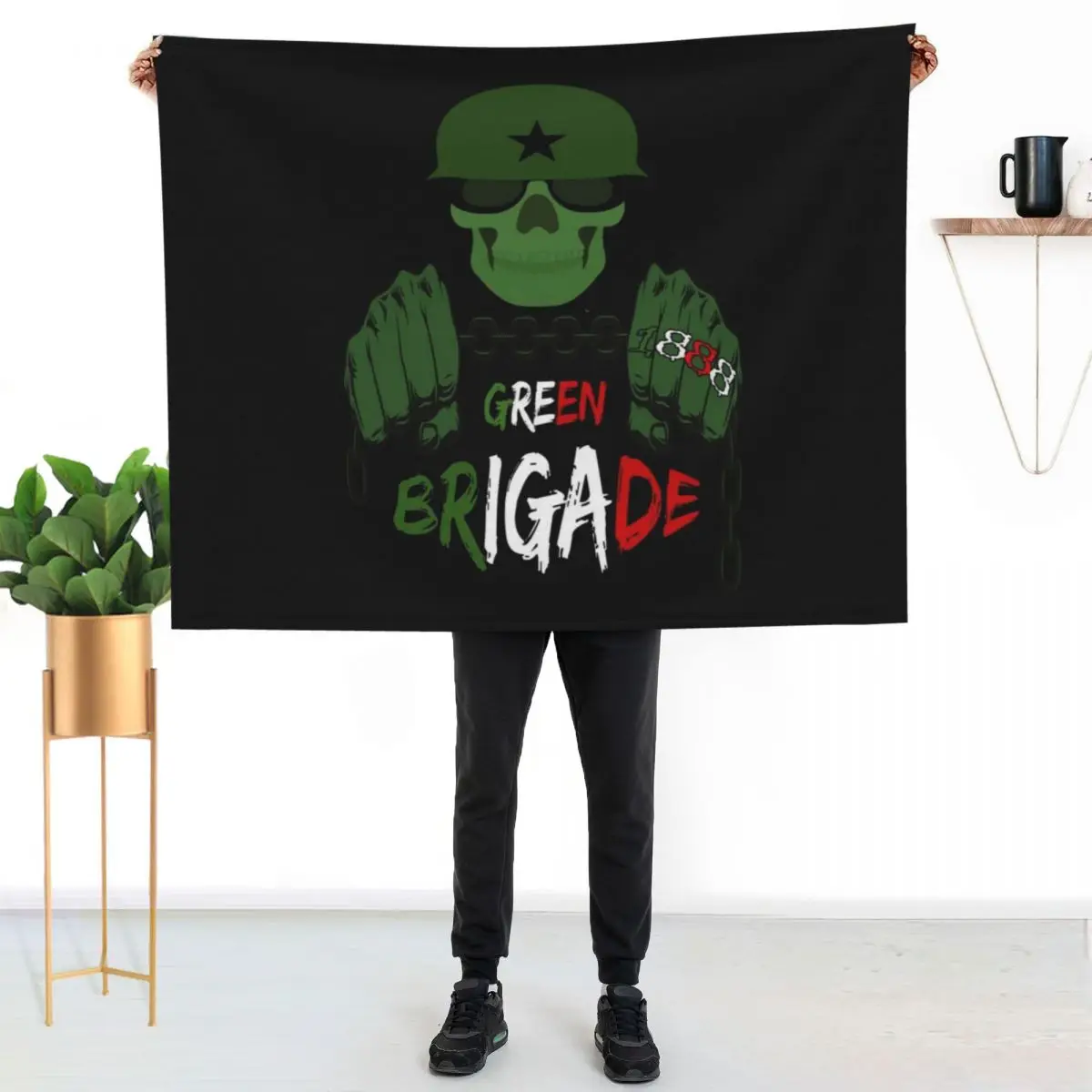 Green Brigade Throw Blanket Shaggy Moving Single Soft Plaid for winter Custom Blankets
