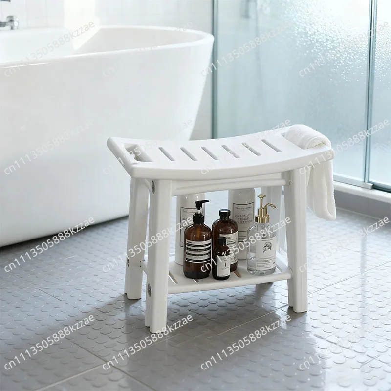 1PC Shower Stool Shower Bench Stool With Storage Shelf Household Waterproof Bathroom Spa Shower Seat Stool For Bathroom Home Use