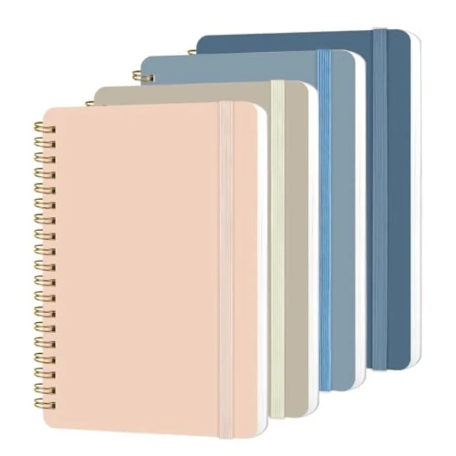 

4 PCS Small Spiral Notebook, Spiral Journal Notebook, Notebooks for Work, School, Small Notebooks with Strap, Cute Notebooks fo