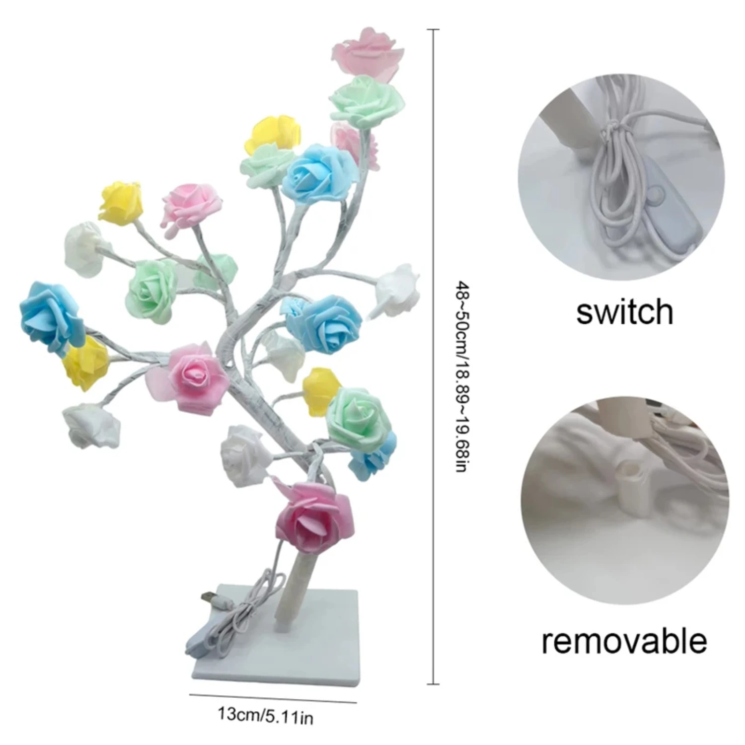 Nuova lampada da tavolo USB Rose a 24 LED, lampada da albero, luce notturna da comodino, da regalare alla fidanzata, festa della mamma, regalo di compleanno!