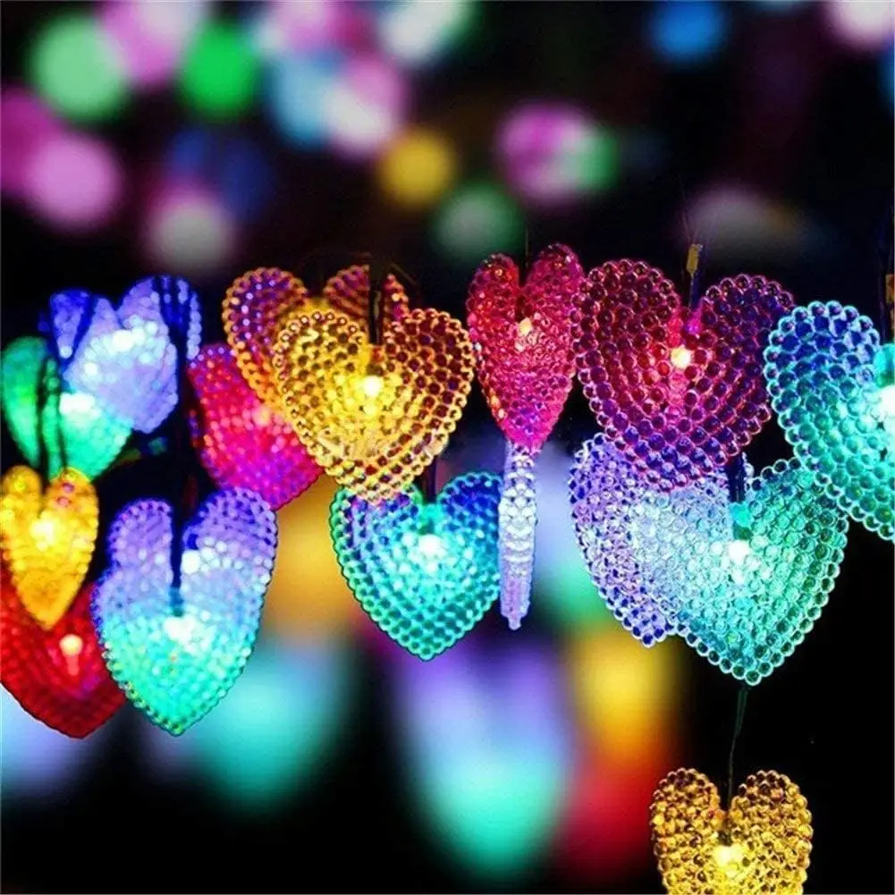 Imagem -03 - Coração Solar String Lights Impermeável Led Modos Novidade Pátio Fada ao ar Livre Acampamento Decorativo 431 Amor em Forma de