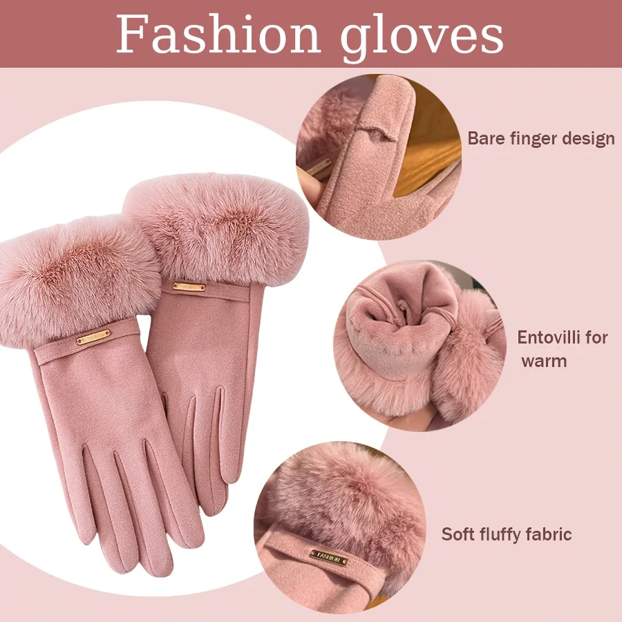 3-piece Winter Warm Suit, Warm Furry Hat, Gloves, Scarf, Hat Set, Windproof and Thick, Suitable for Outdoor Activities