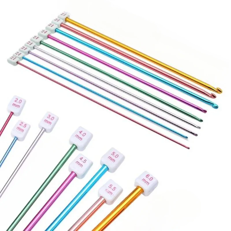 Colorful Iron 27cm Crochet Hooks With Storage Bag Tunisian Afghan Knitting Needles Set Household Handmade Knitting Crochet Tool