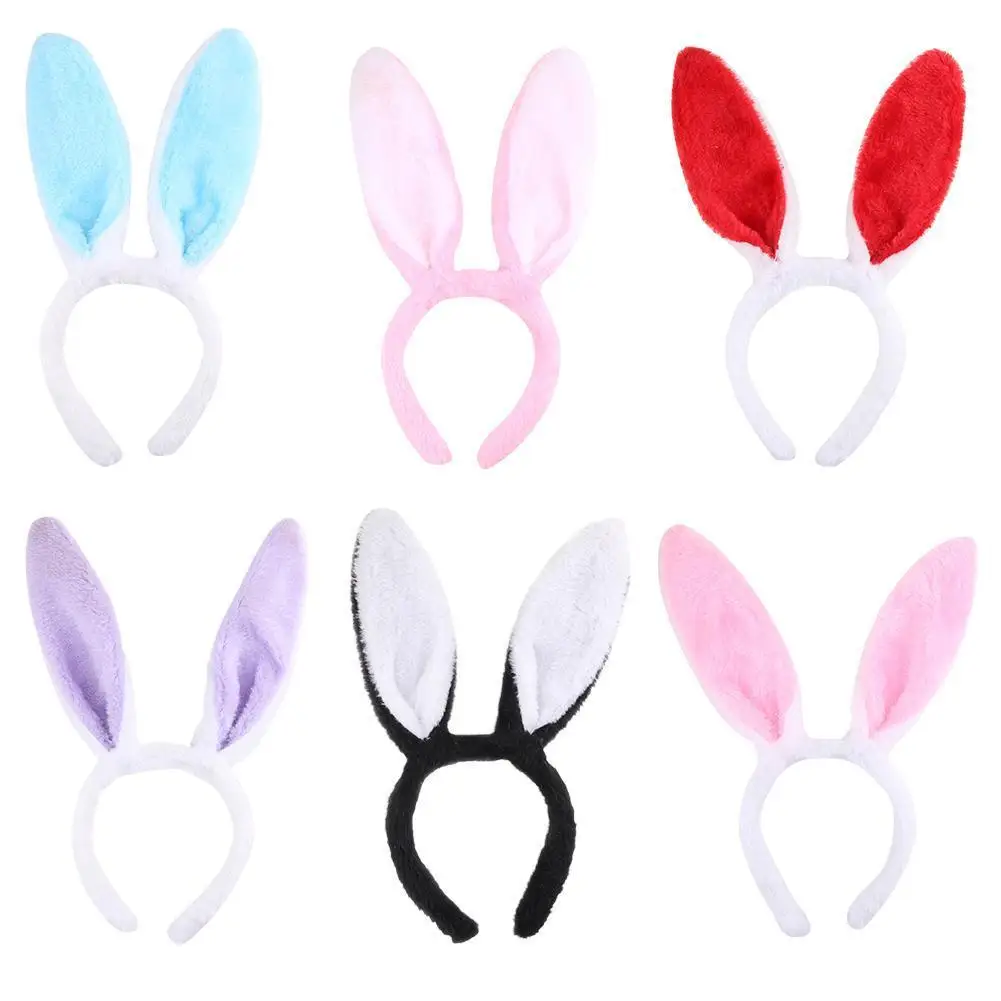 Cute Plush Bunny Ears Headband Easter Soft Rabbite Ears Hair Bands For Women Girls Anime Cosplay Decorations Hairwear Dress Up