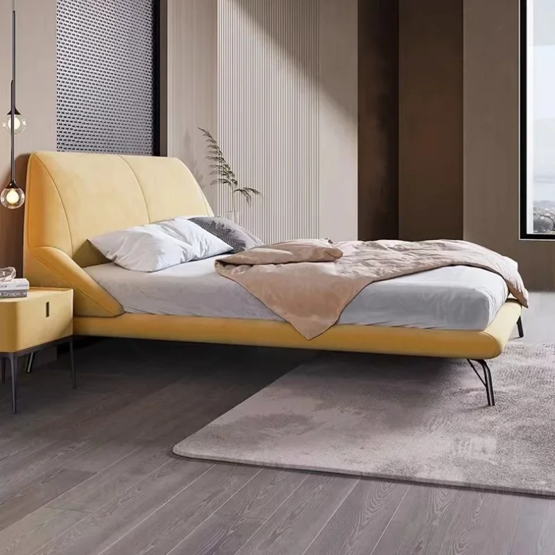 Frosted deerskin fleece bedroom furniture fairy leather bed