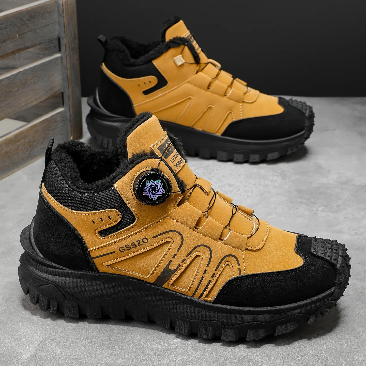 Men's cotton shoes with thick velvet for winter outdoor hiking, casual, versatile, comfortable, functional workwear shoes