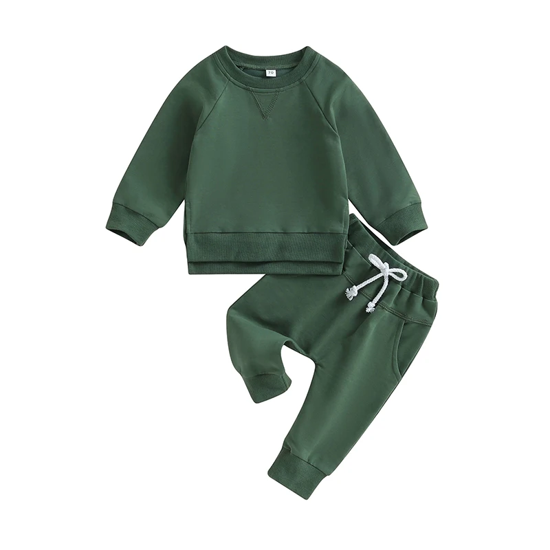 Autumn Baby Girl Boy Clothes Set Children Sports Solid Color Sweatshirt Tops + Pants Casual Two Piece Suit Cotton Tracksuit