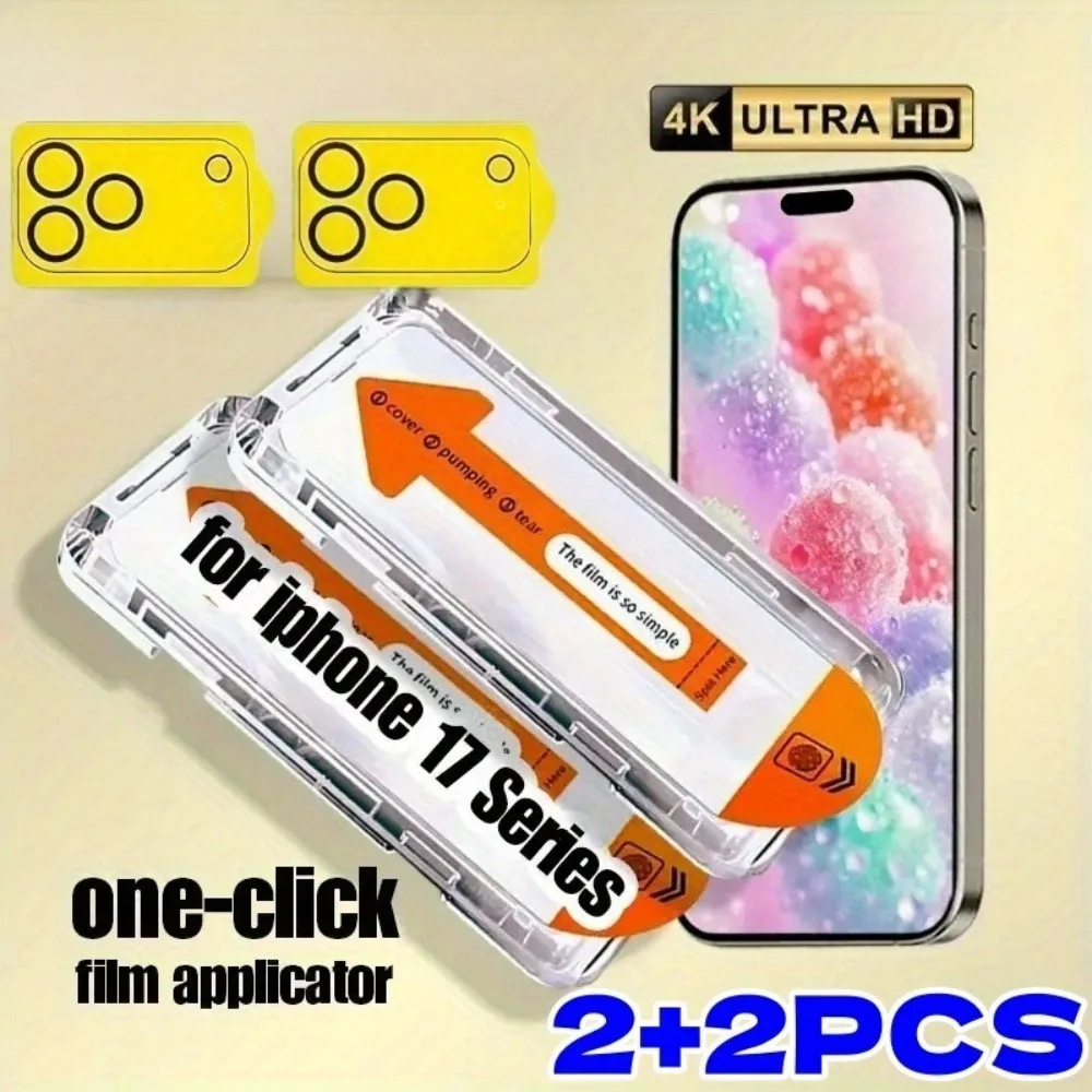 

4-in-1 Ultra HD Screen Protector for iPhone 17 16 15 14 Pro Max 16e 17 Air Camera Lens Glass for iPhone 13 12 11 Pro 15 14 Plus