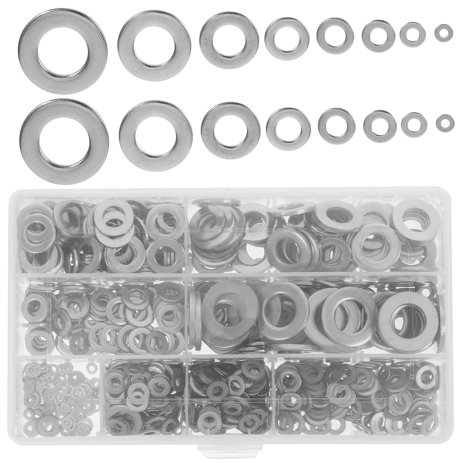 

O Stainless Steel Gasket Set Washers for Screws Hardware Assortment Silver Metal