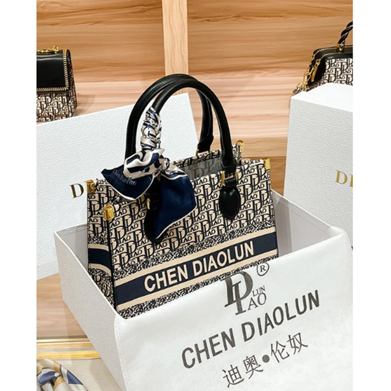 2024 New Women\'s Letter Bag Tote Bag Handbag Fashion Wide Shoulder Strap Women\'s Single Shoulder Slanting Cross Bags