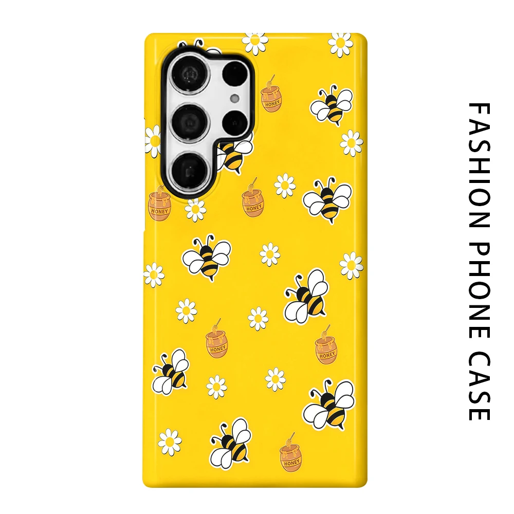 Bee Honey Phone Case for For Samsung Galaxy S26 S25 S24 S23 S20 FE A56 A36 Ultra Glossy HD Hard Cover Film Shell