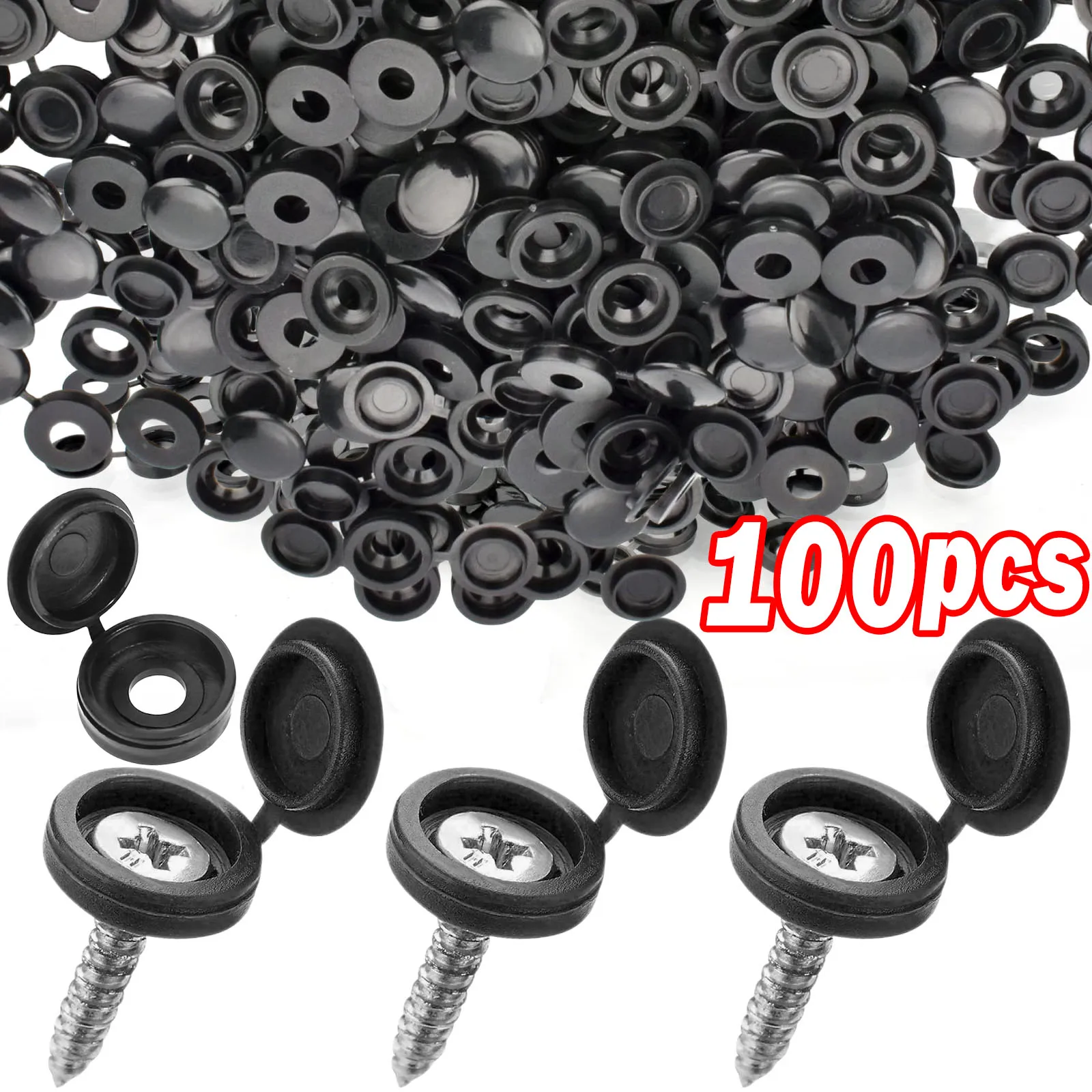 5/100PCS Hinged Plastic Screw Cap Cover Nuts Fold Snap Protective Cap Button Screw Wood Furniture Decorative Nuts Bolts Hardware