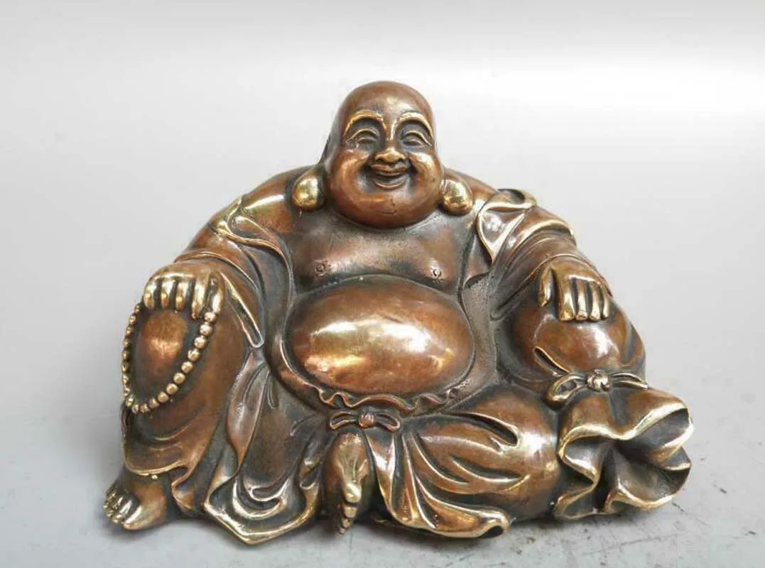 

Chinese pure brass maitreya Buddha small statue
