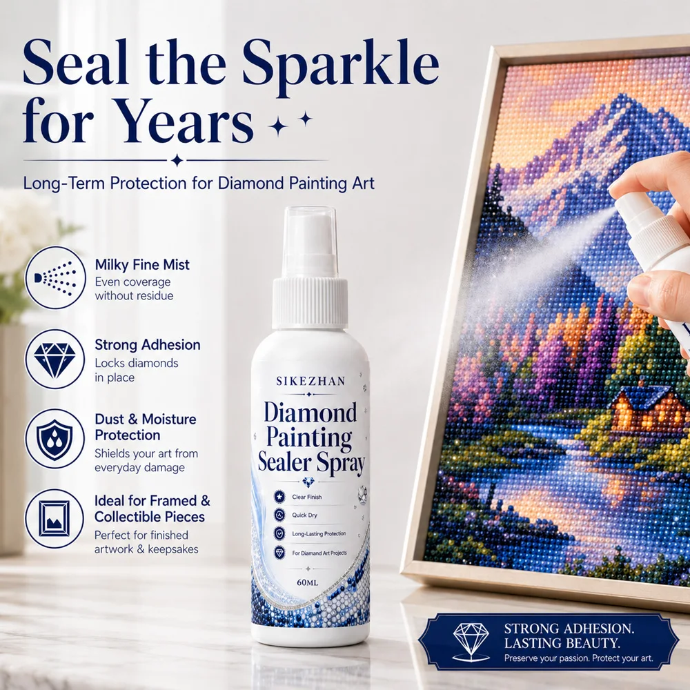 Diamantmalerei-Versiegelungsspray 60ml, Klarer Fixierspray für Kunstschutz, Puzzle-Perlen-Fixiermittel, Schnelltrocknender Bastelbedarf