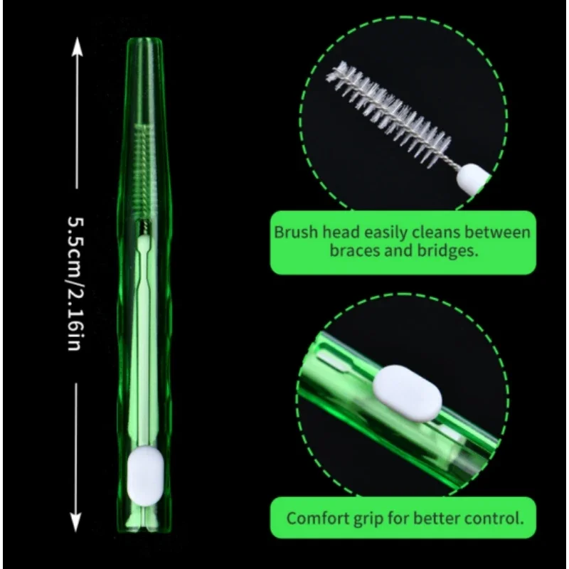 5PCs Portable Push-Pull Interdental Brushes Orthodontic Cleaning Toothpicks with Soft Bristles for Bracket Brace Floss