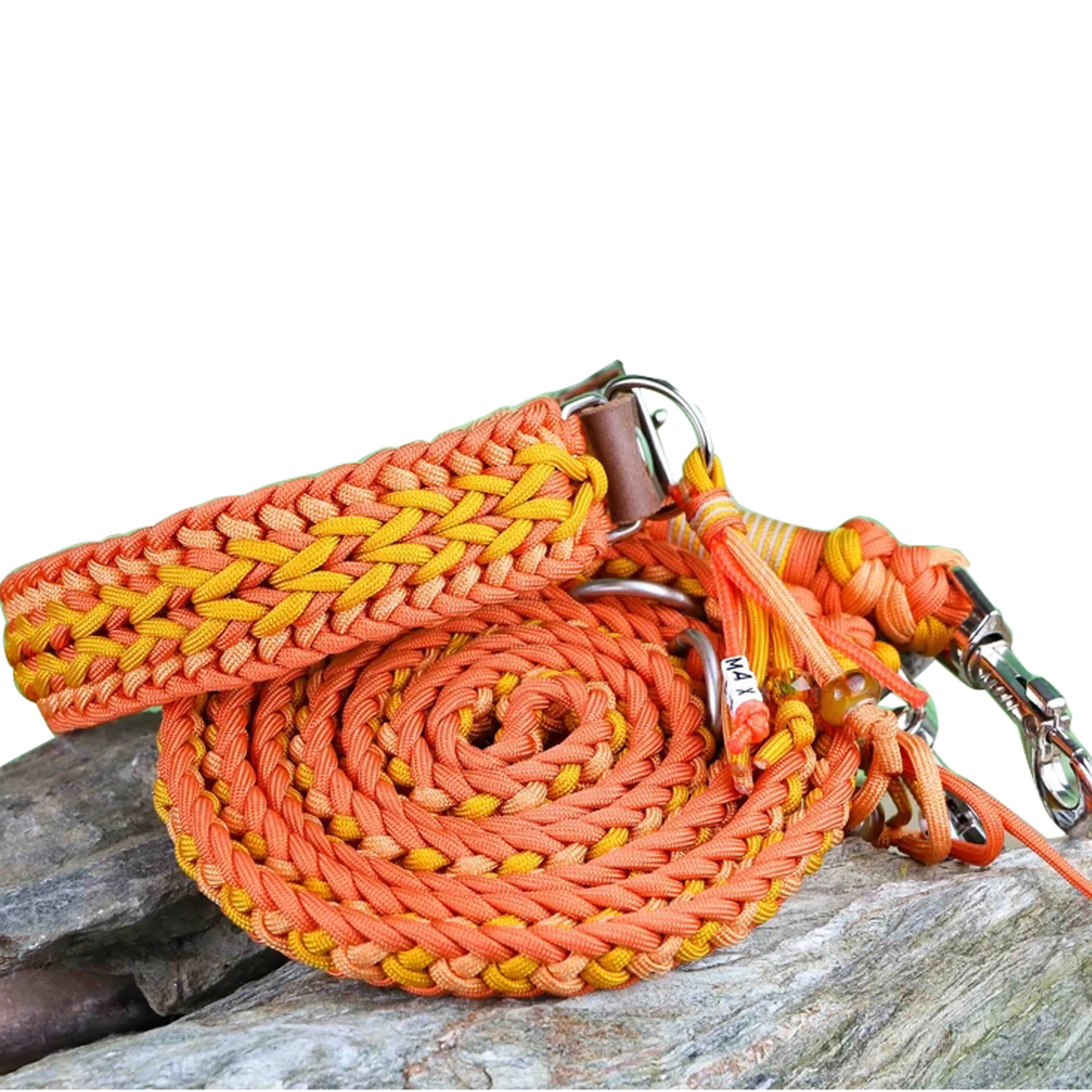 

Personalized Handmade S M L Polyester Braided Paracord Horse Lead Rope Paracord Dog Collar and Lead