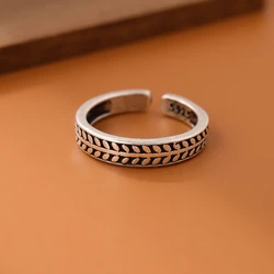 New Personality Temperament Leaf Retro Thai Silver 925 Sterling Silver Jewelry Olive Leaf Creative Opening Rings R097